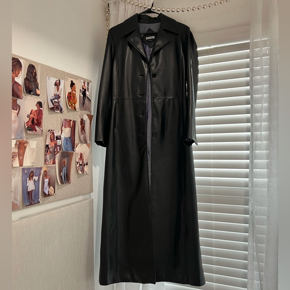 Vintage Faux Leather Trench Coat